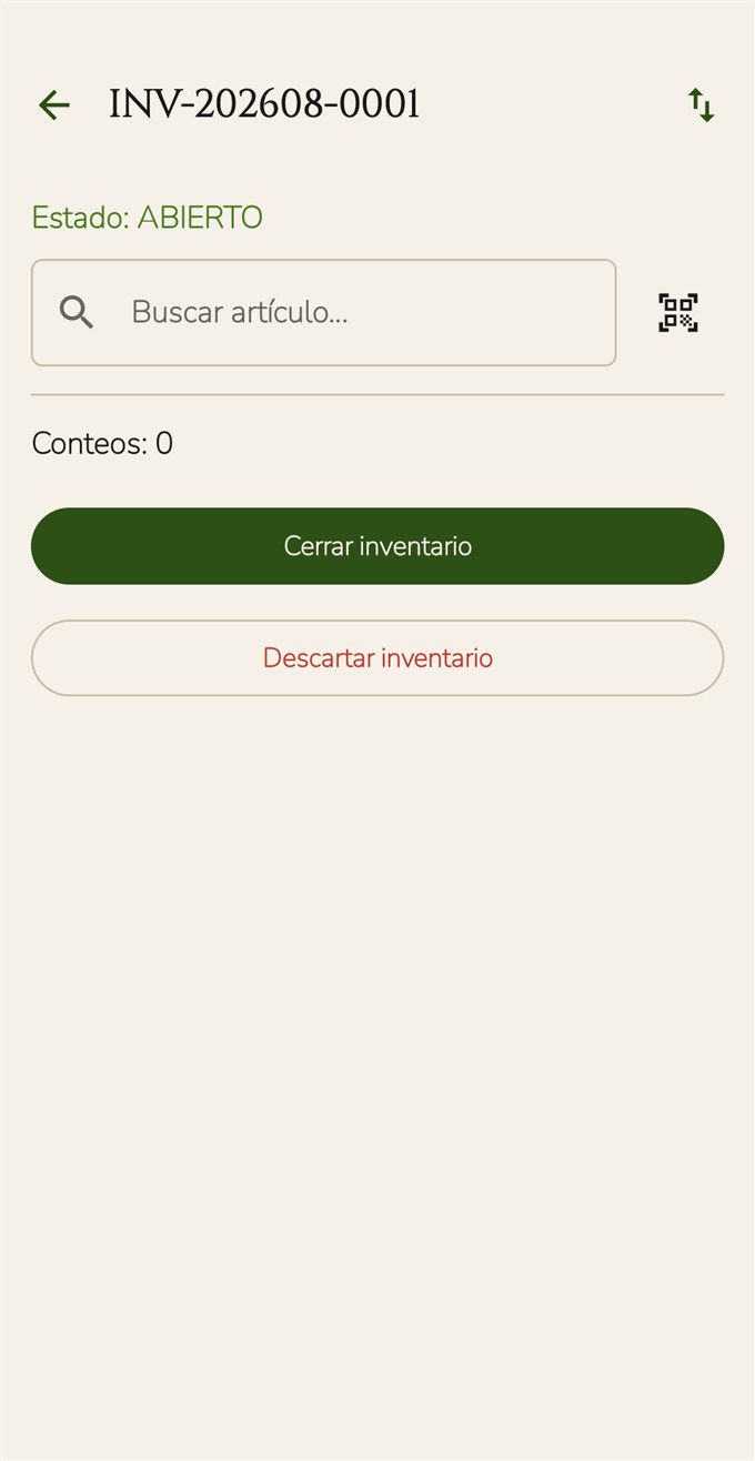 Sesión de inventario físico abierta